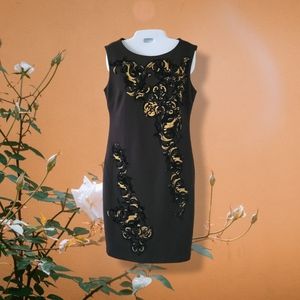 Carmen Marc Valvo | EUC Black/Gold Accent Cocktail Party Dress (SIZE 4)